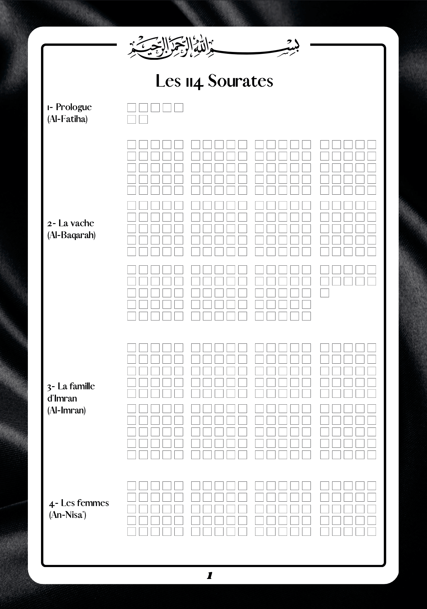 Suivi de lecture du coran - Quran Tracker - PDF Gratuit