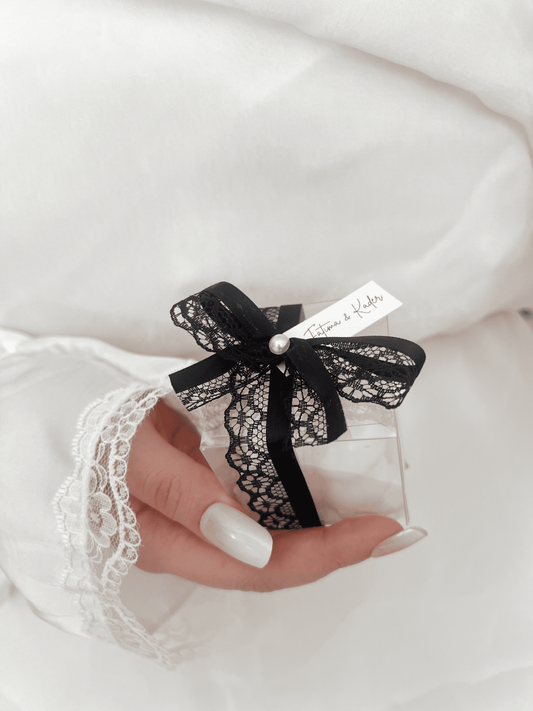 Bougie Bulle & Ruban dentelle - Cadeaux invités