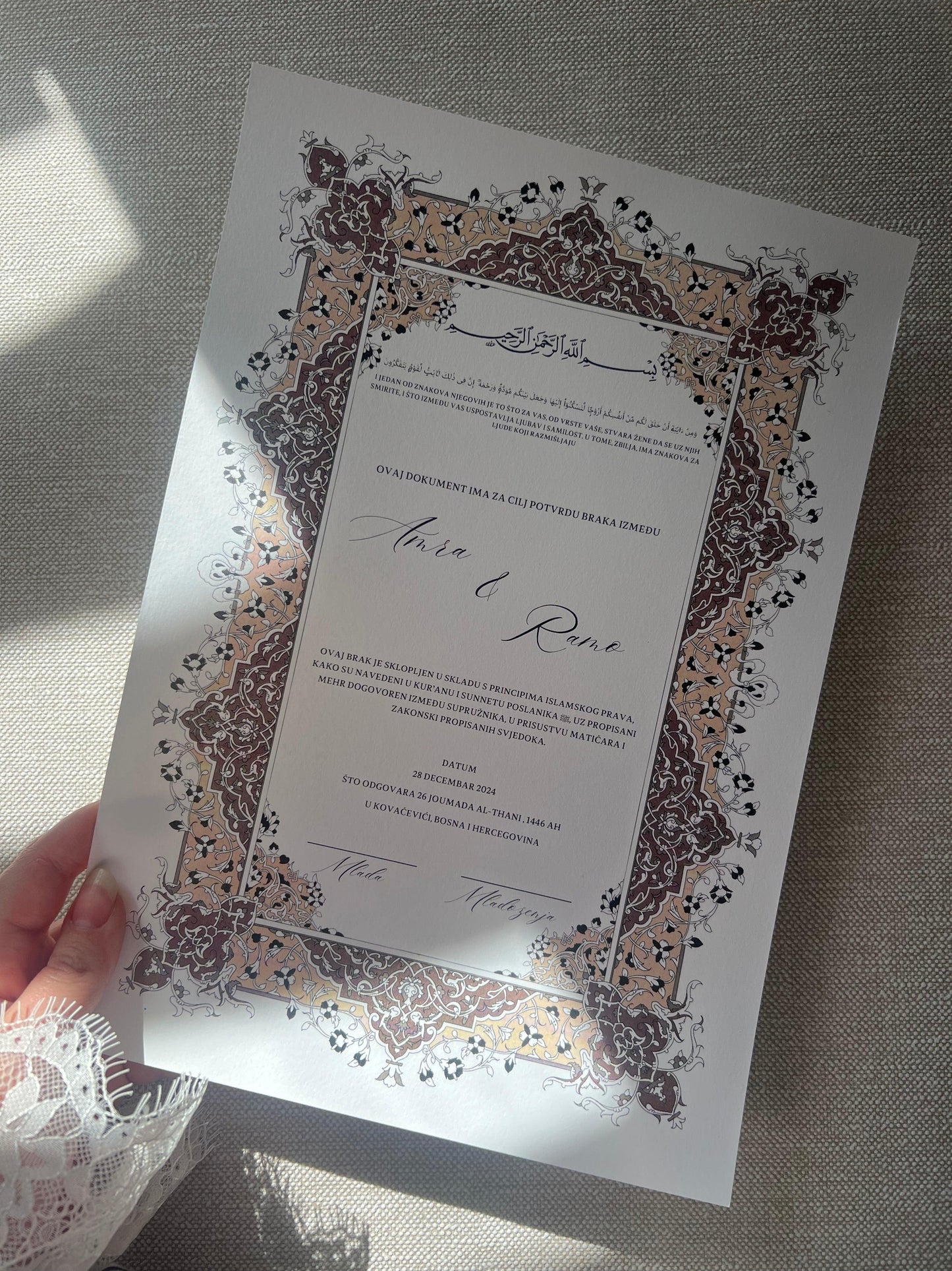 Certificat de Mariage Religieux "SAMAH"