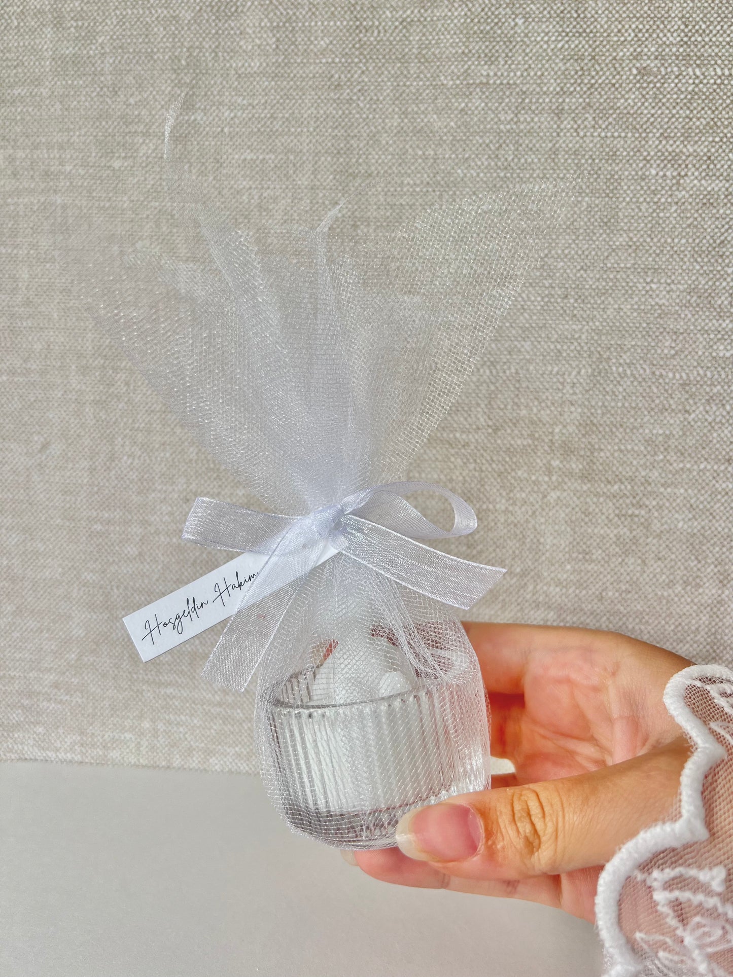 Bougie photophore roses - Cadeaux invités