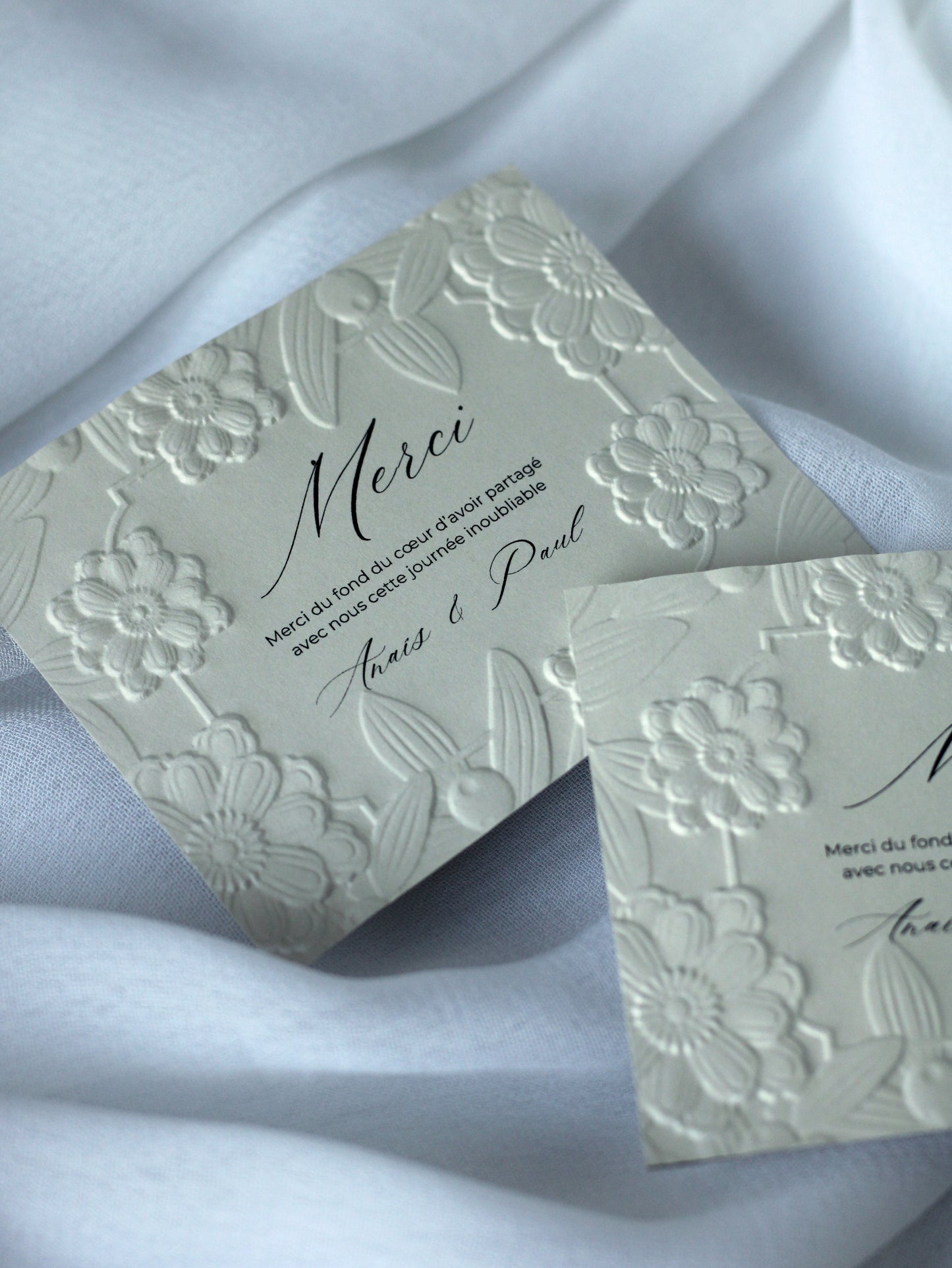 Cartes de remerciement - Embossage "Cadre Floral"