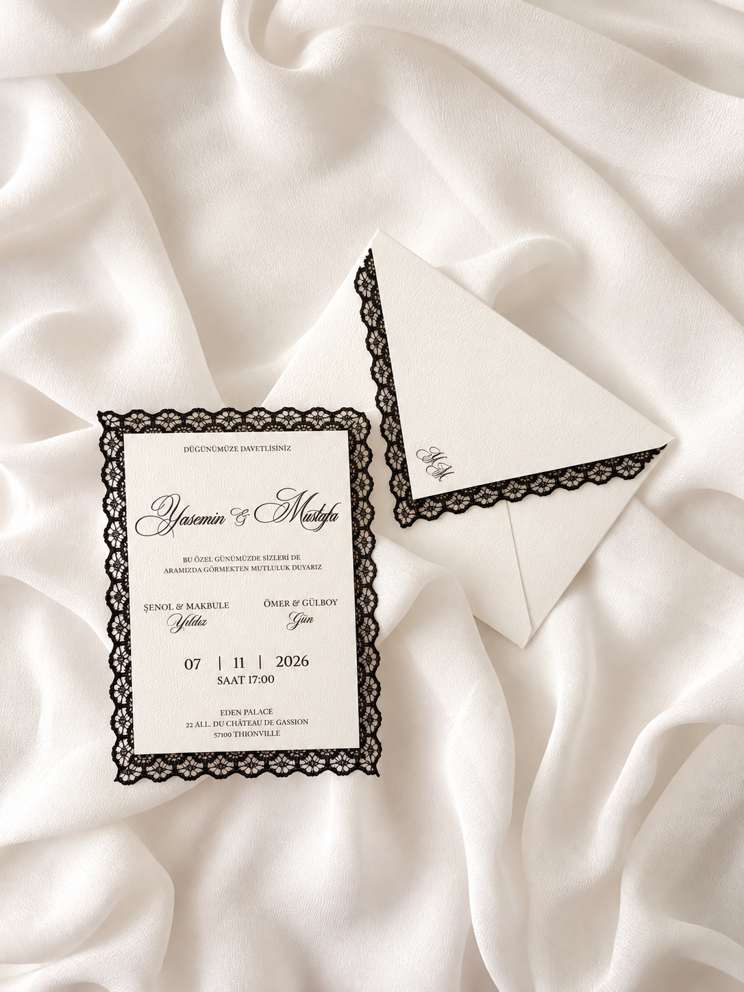 Faire-part de mariage personnalisé – Collection DENTELLE