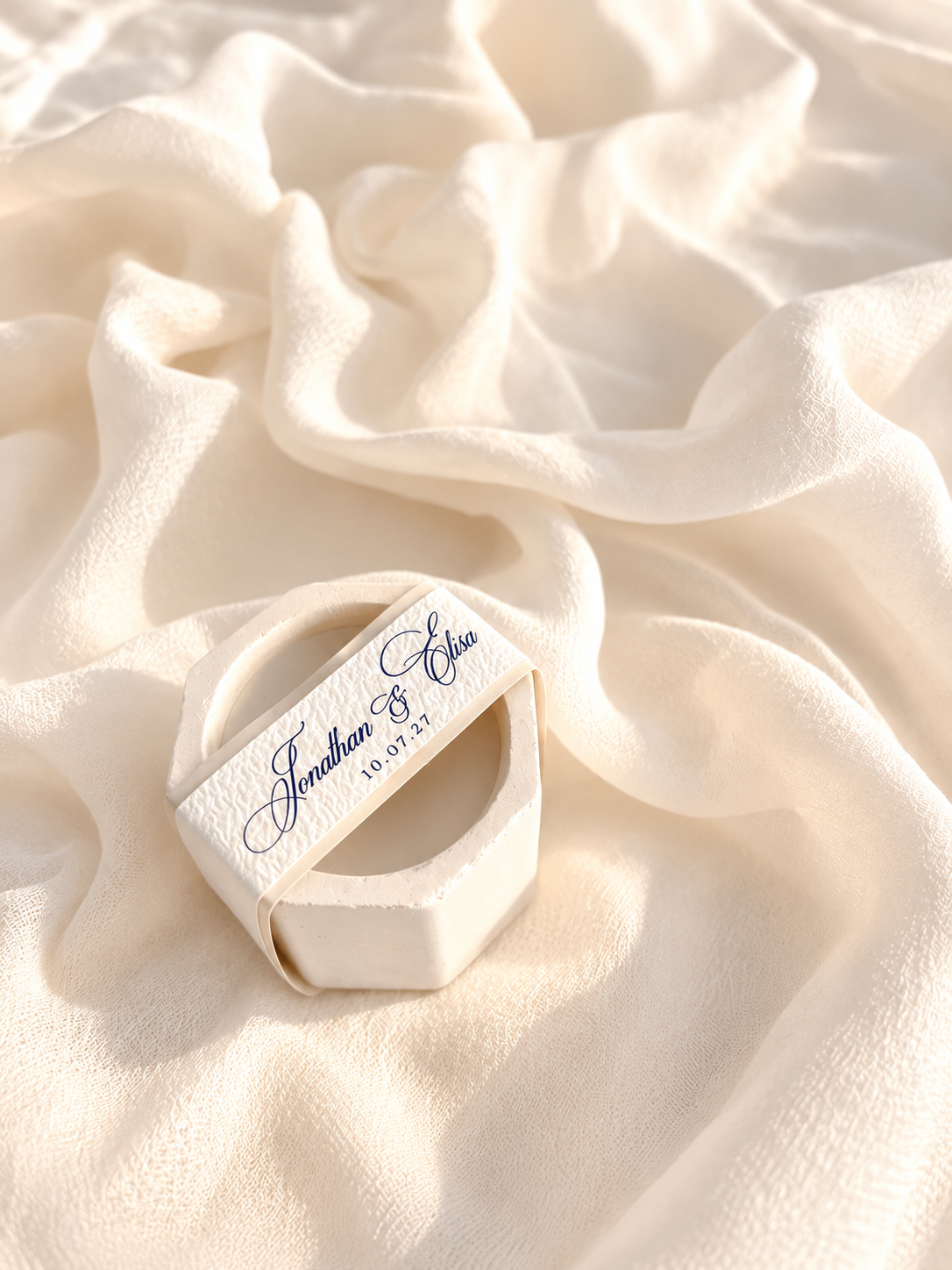 Photophore hexagone avec bougie personnalisé - Cadeaux invités