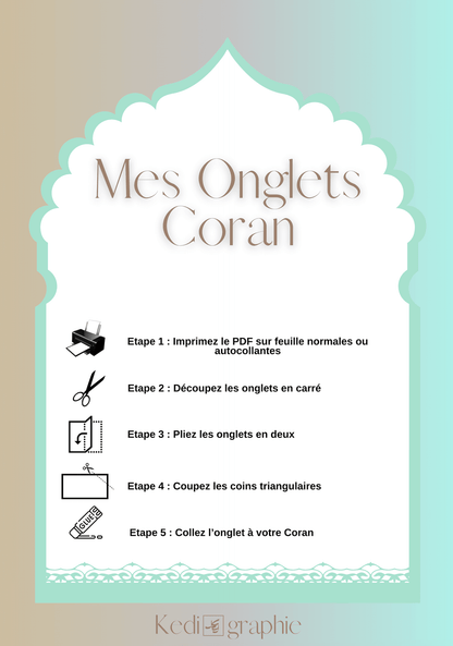 Onglets Coran - Arabe - PDF Gratuit