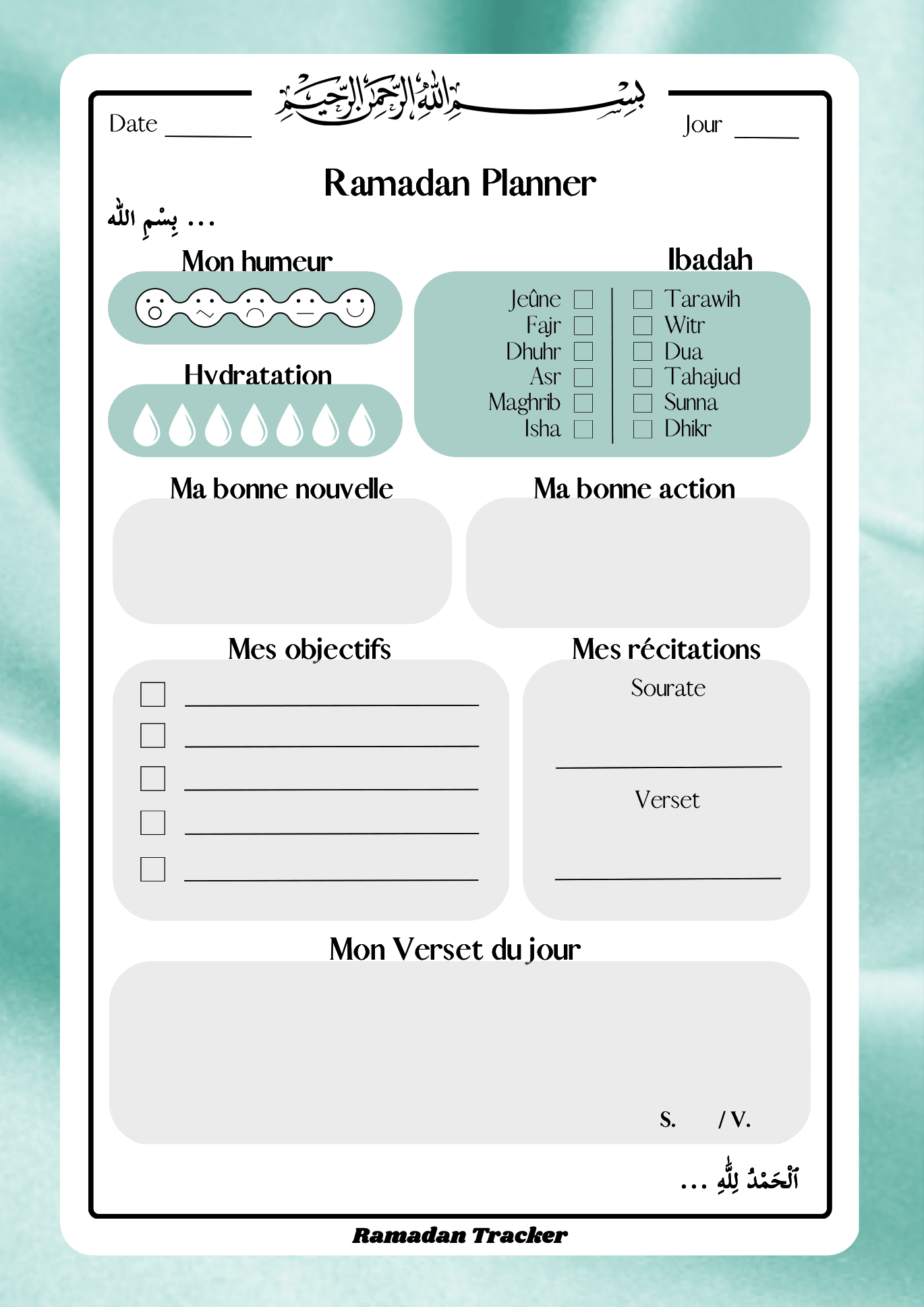 Ramadan Tracker - Quran Tracker - PDF Gratuit
