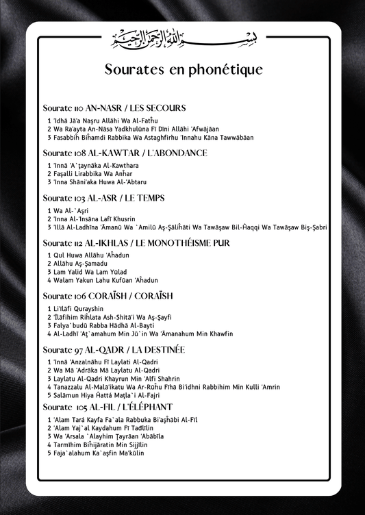 Sourate & Invocations (Phonétique) - Quran Tracker - PDF Gratuit