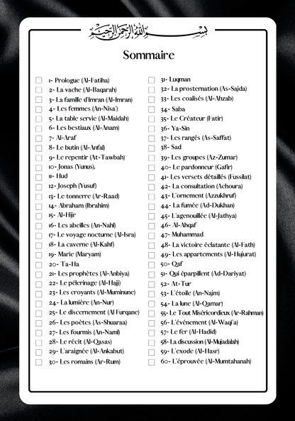 Suivi de lecture du coran - Quran Tracker - PDF Gratuit