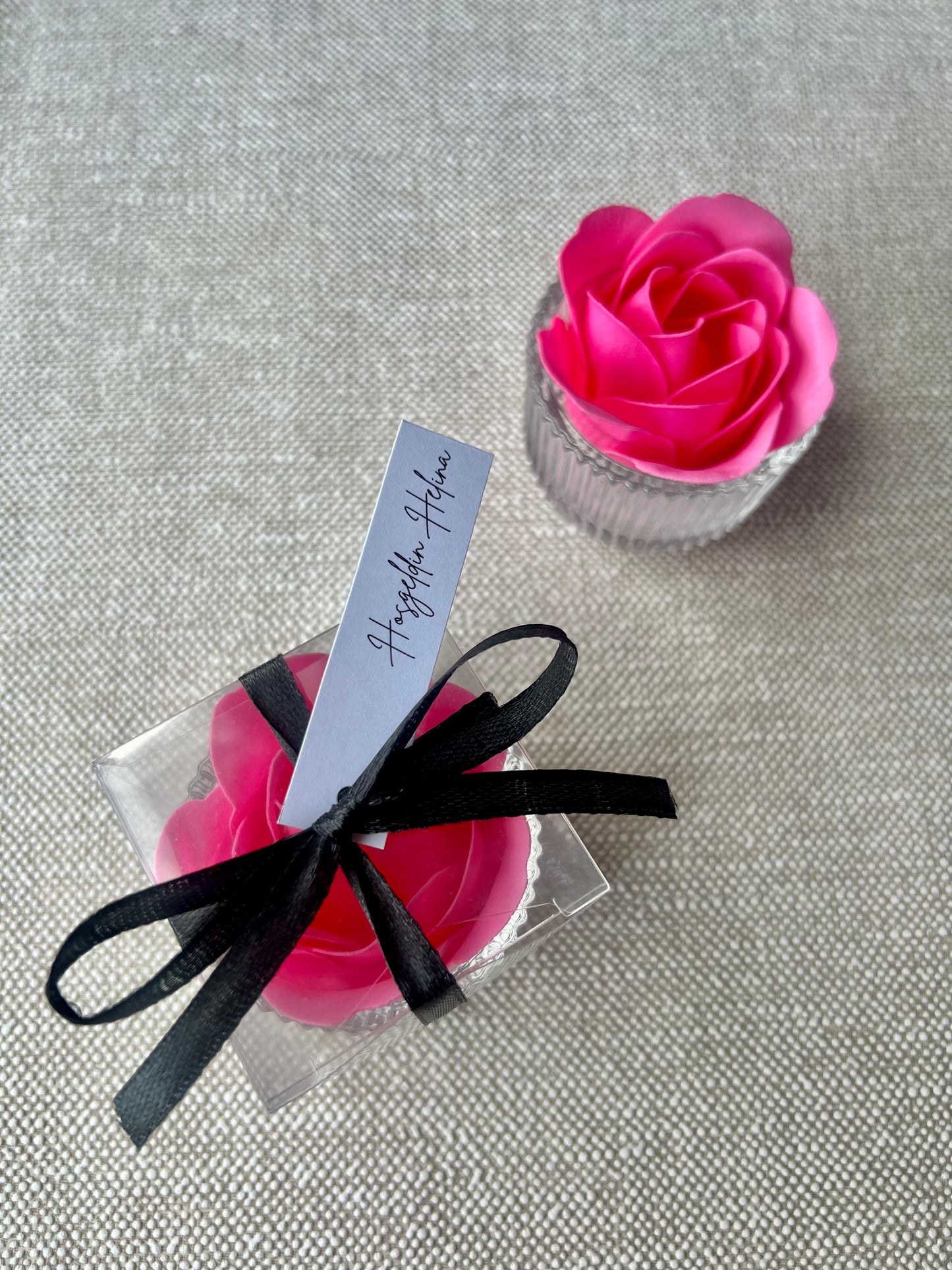 Photophore & Rose de Savon - Cadeaux invités