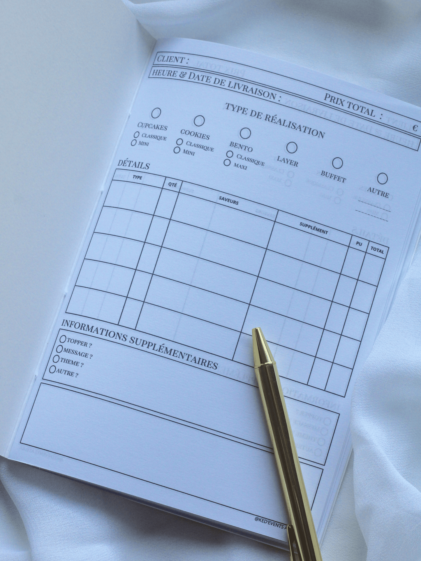 Carnet "Suivi de commandes" - PRO - PÂTISSIER - 60 pages