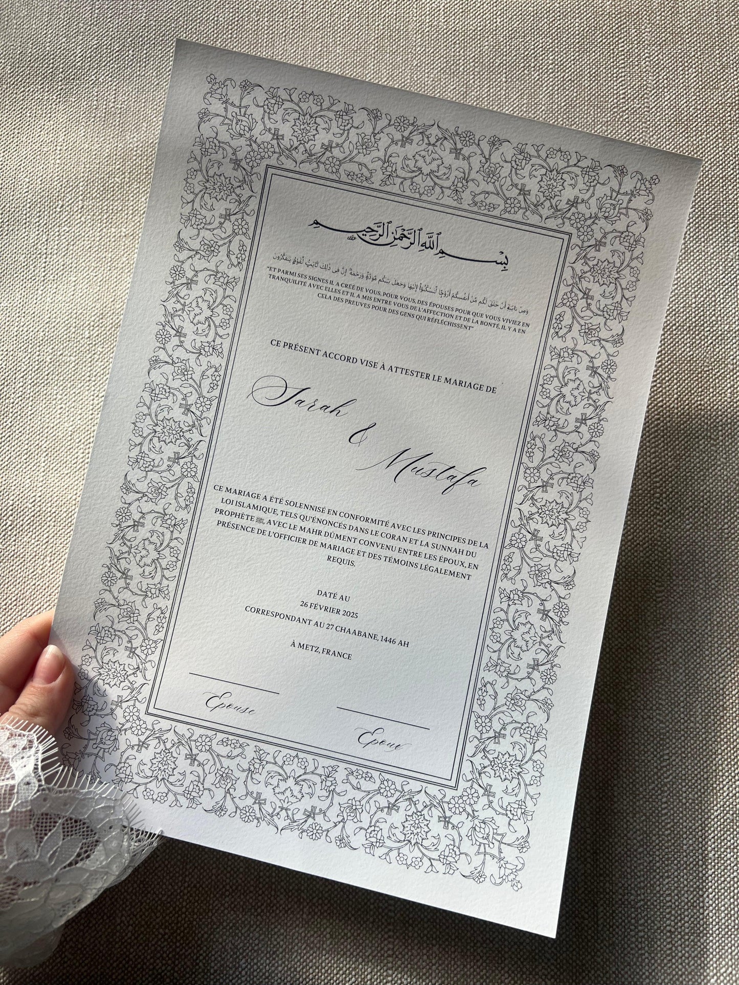 Certificat de Mariage Religieux "ZENITH"