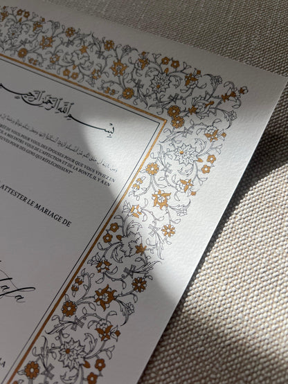 Certificat de Mariage Religieux "ZENITH"