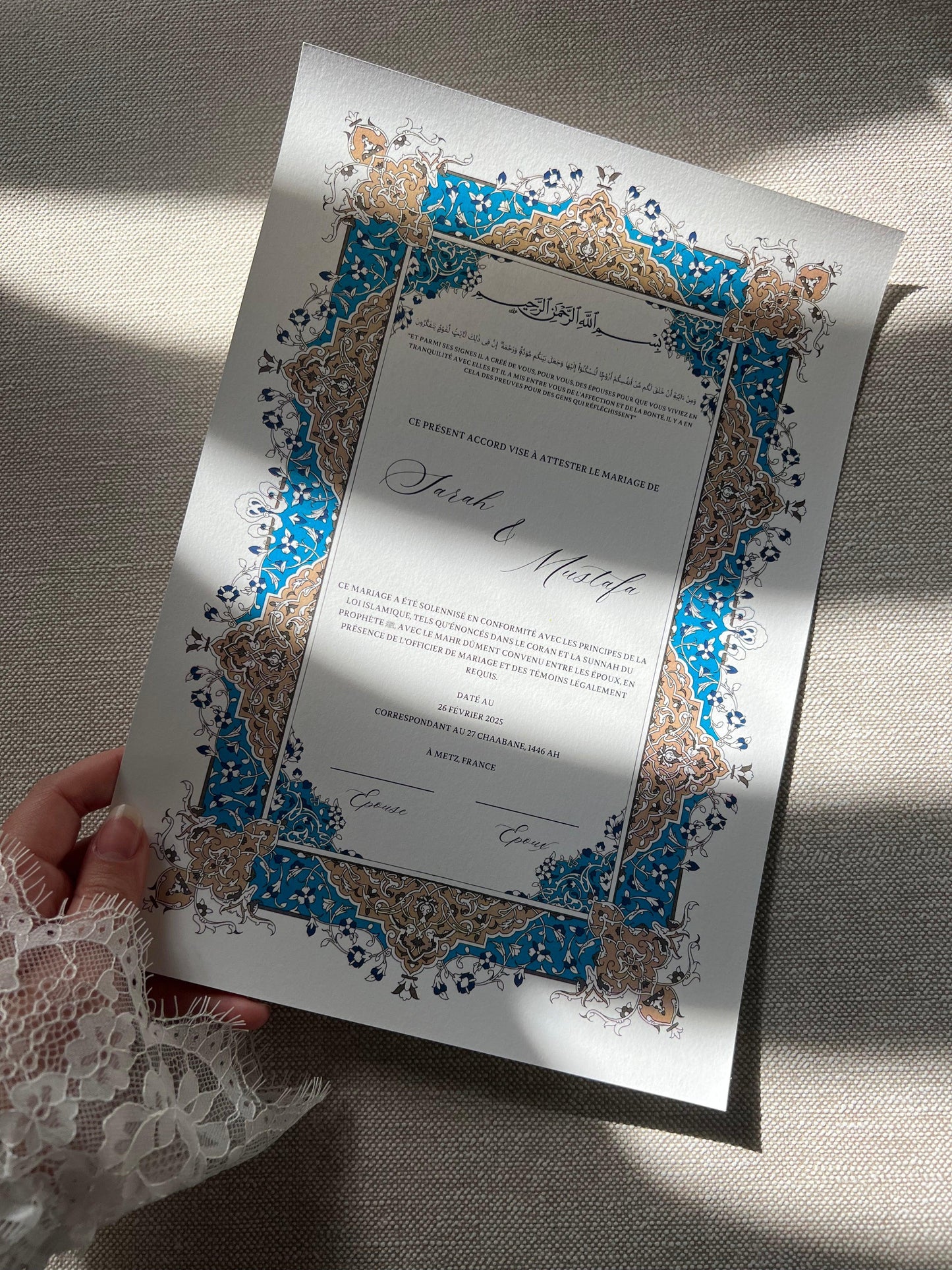 Certificat de Mariage Religieux "SAMAH"