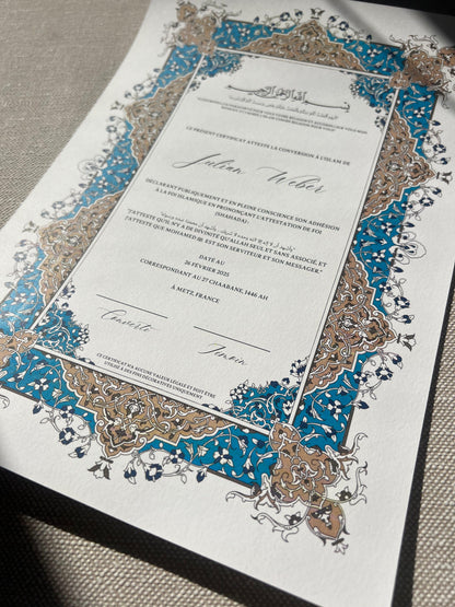 Certificat de conversion islamique "SAMAH"