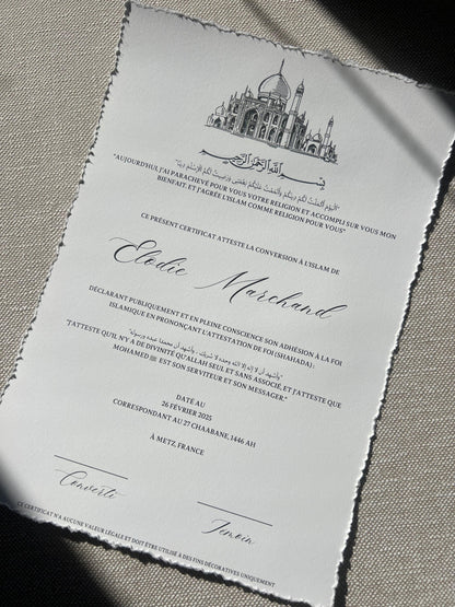 Certificat de conversion islamique "NILUFER"