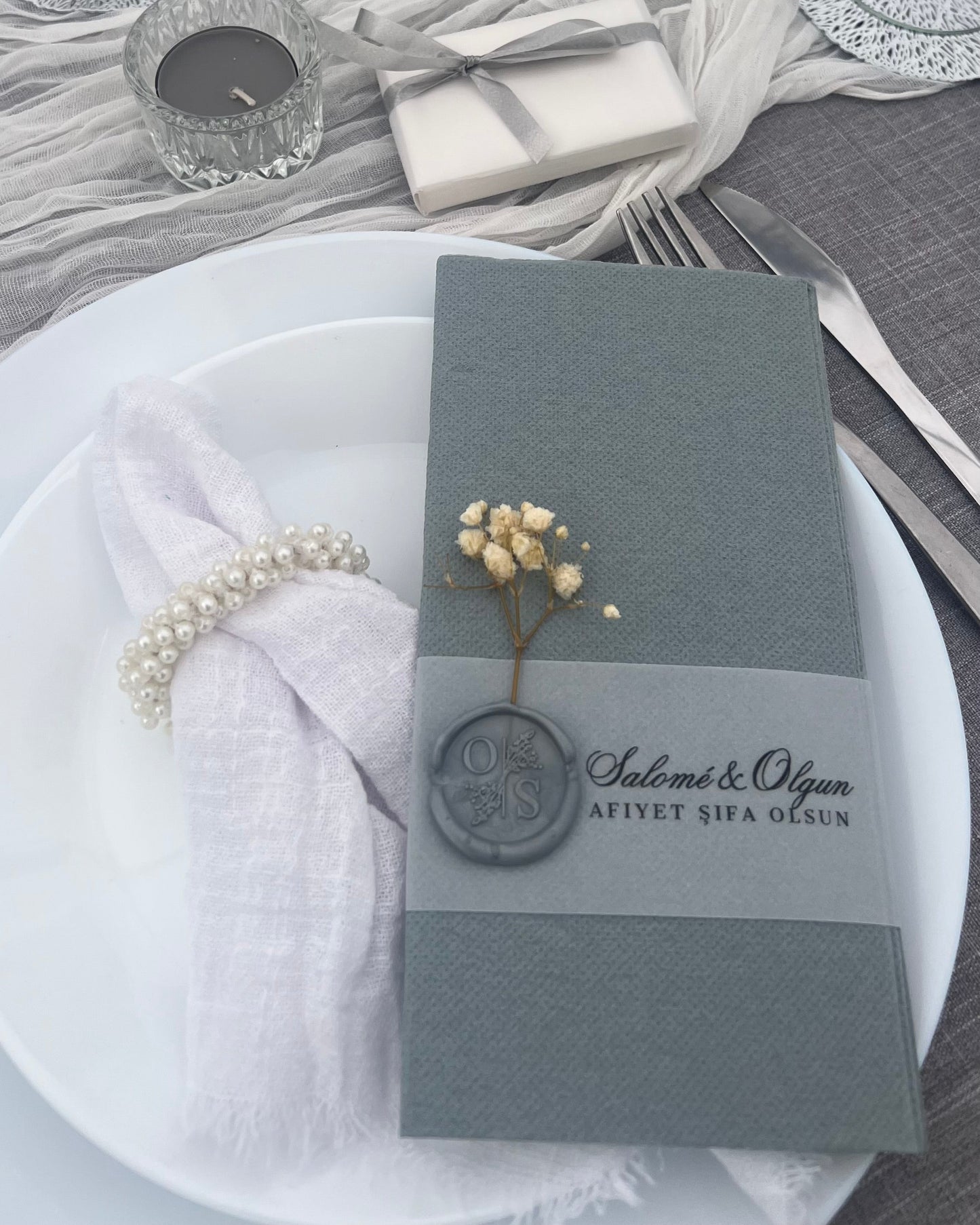 Serviette de table Vellum - NILUFER / NACRE