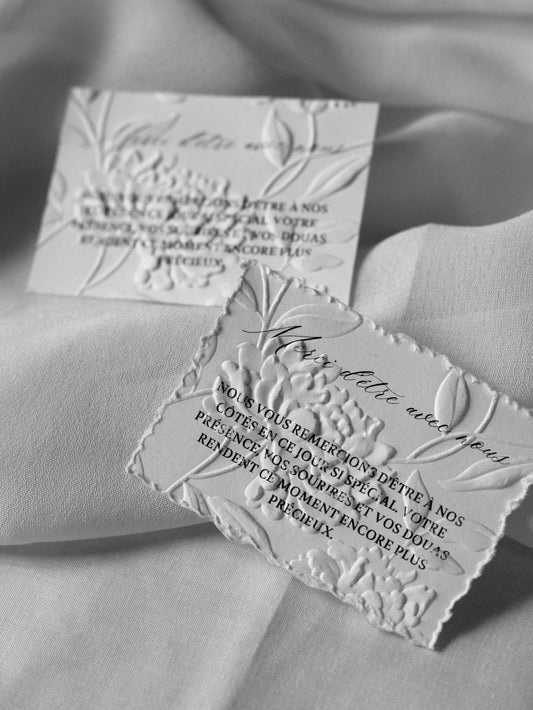 Cartes de remerciement - Embossage "Pivoine"