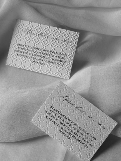 Cartes de remerciement - Embossage "Orient"