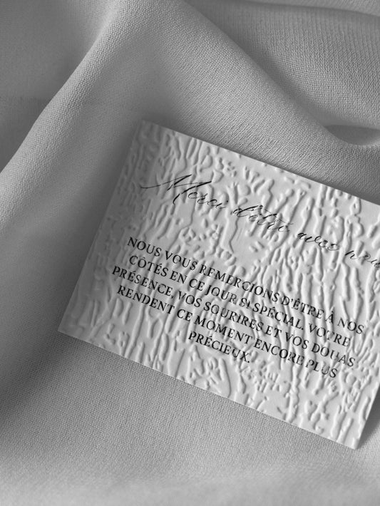 Cartes de remerciement - Embossage "Bois"