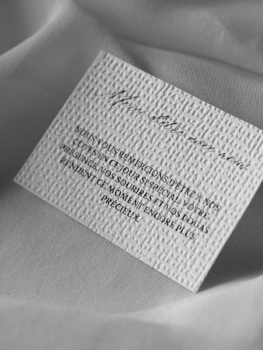 Cartes de remerciement - Embossage "Lin"
