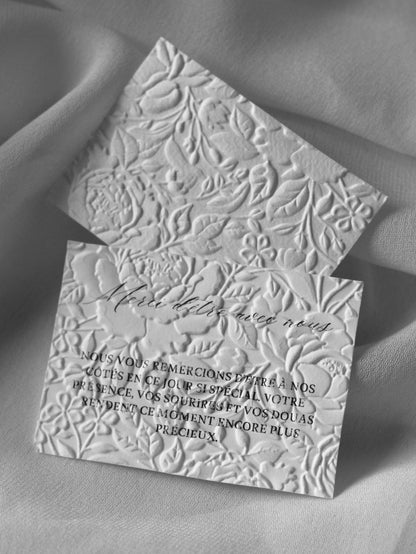 Cartes de remerciement - Embossage "Roses"