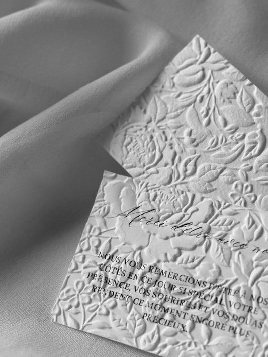 Cartes de remerciement - Embossage "Roses"