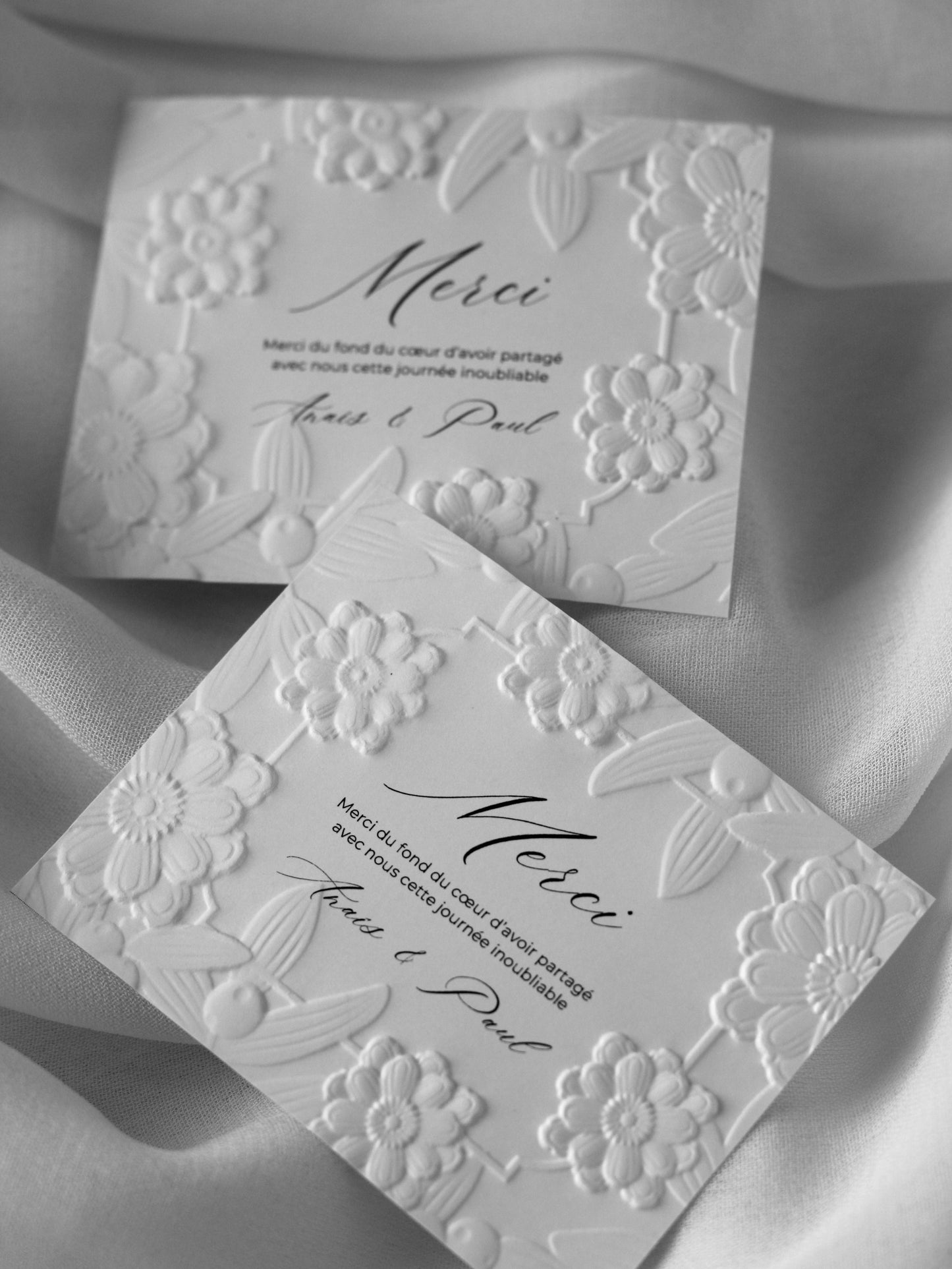 Cartes de remerciement - Embossage "Cadre Floral"