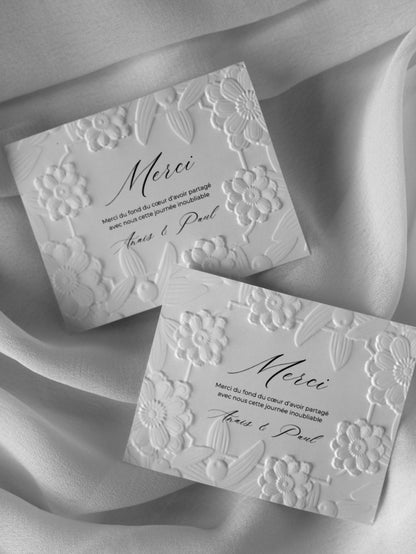 Cartes de remerciement - Embossage "Cadre Floral"