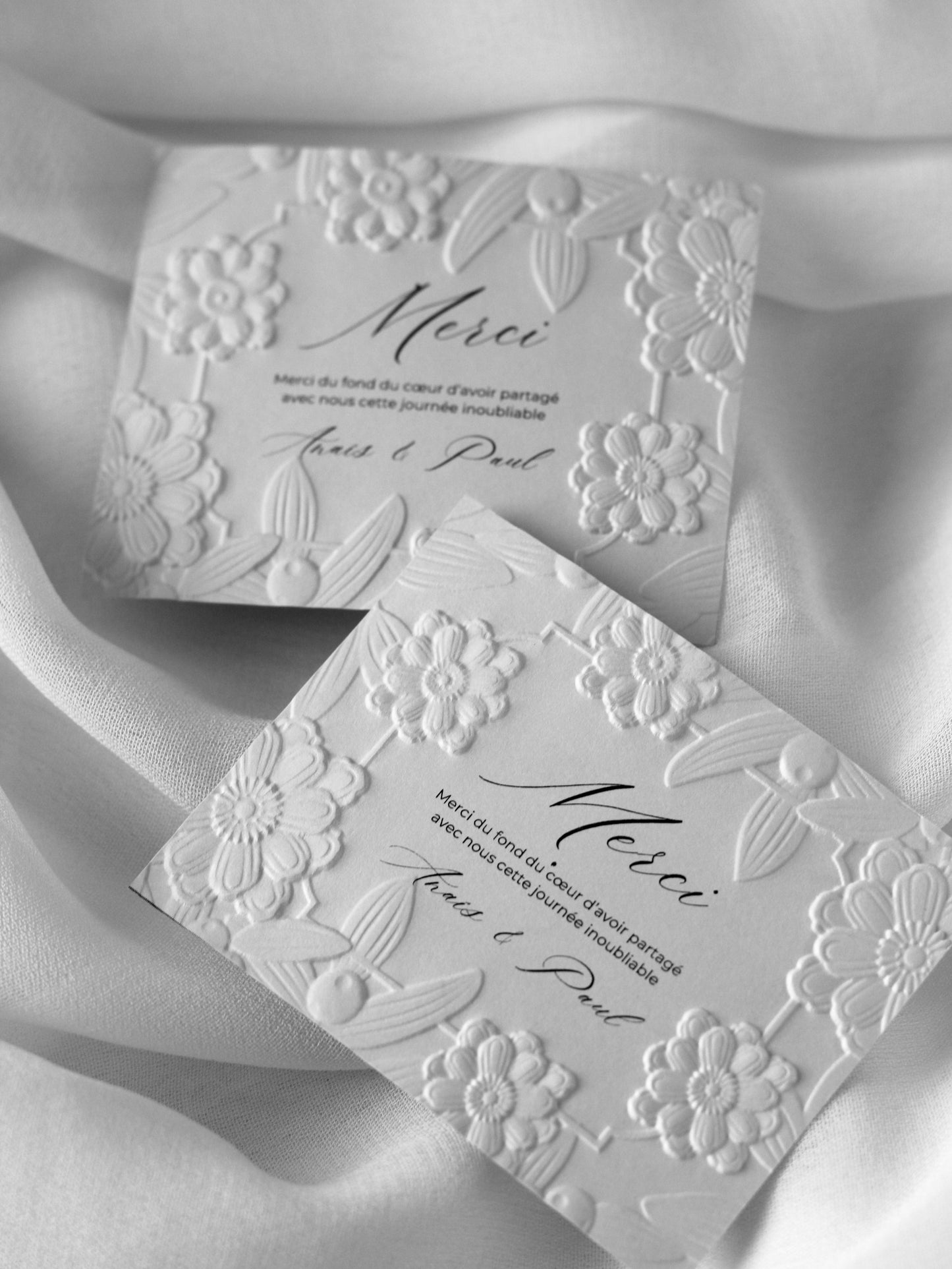 Cartes de remerciement - Embossage "Cadre Floral"