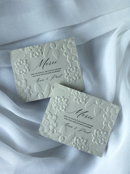 Cartes de remerciement - Embossage "Cadre Floral"