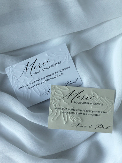 Cartes de remerciement - Embossage "Floréa"