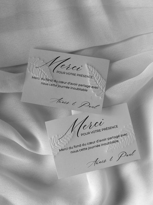 Cartes de remerciement - Embossage "Verdure"