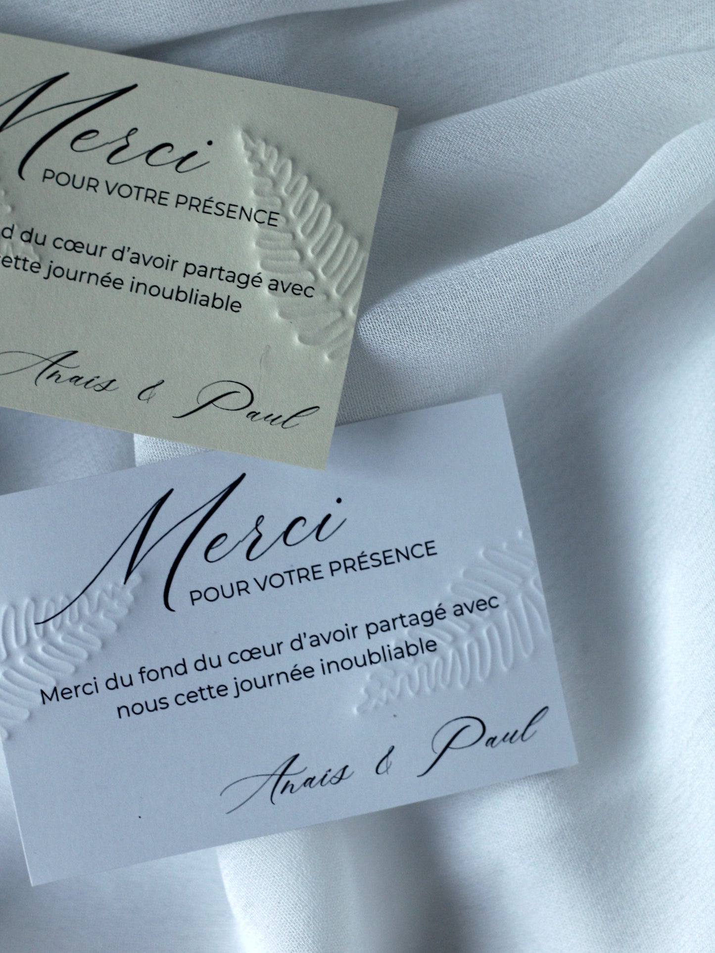 Cartes de remerciement - Embossage "Verdure"