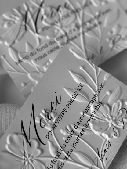 Cartes de remerciement - Embossage "Floral"