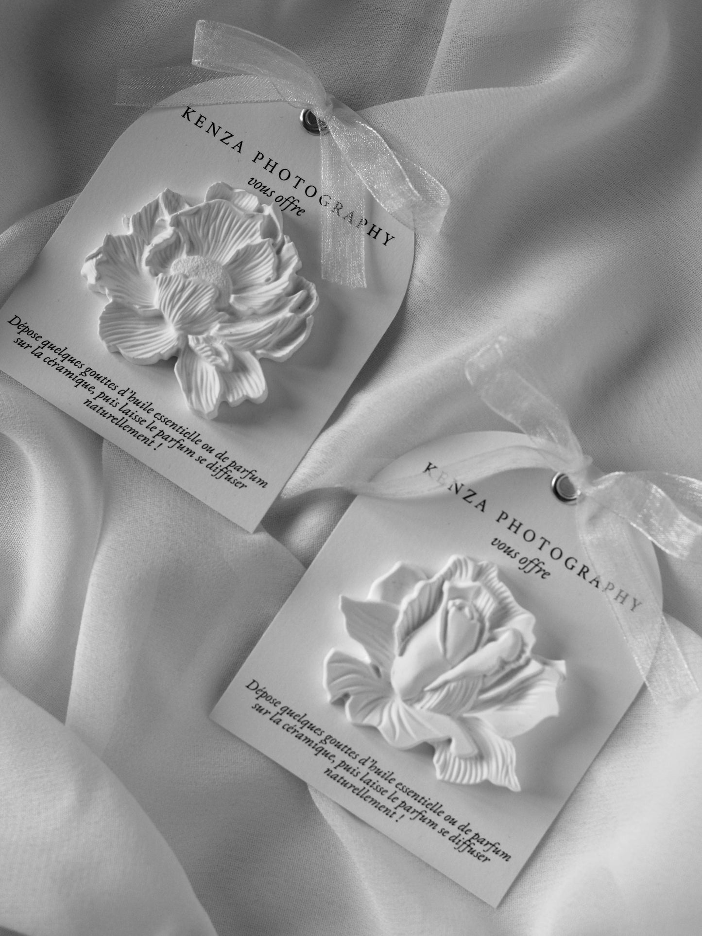 Carte avec Diffuseur Céramique "Roses" - Cadeaux invités