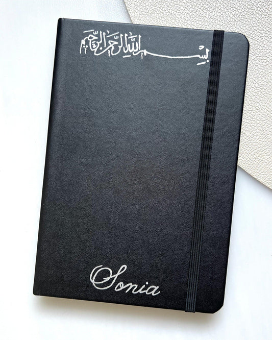 Carnet personnalisé Noir - Prénom doré à la main