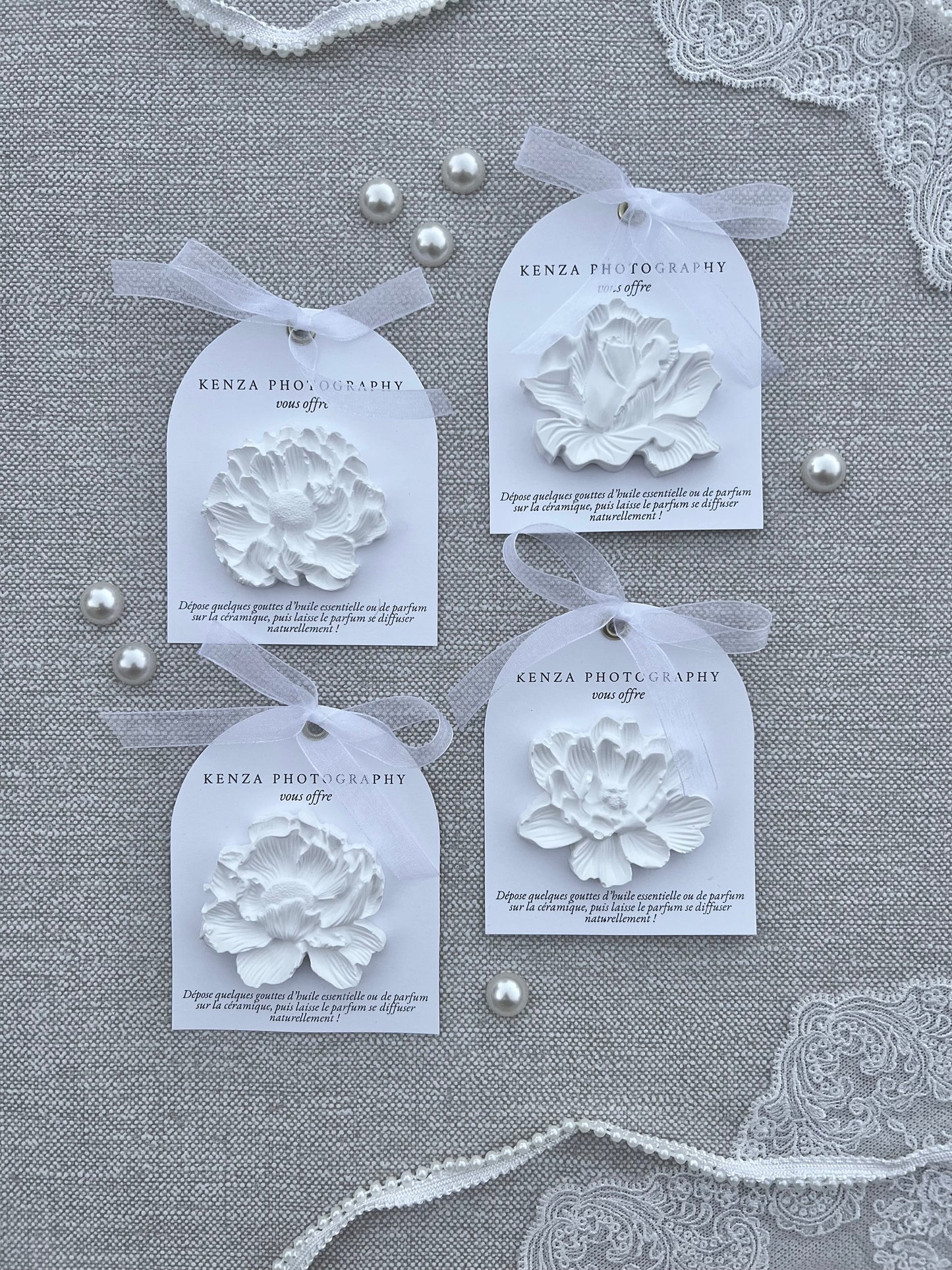 Carte avec Diffuseur Céramique "Roses" - Cadeaux invités