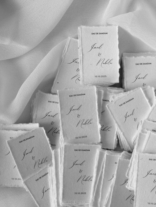 Etiquettes cadeaux invités - 100% coton - Double face