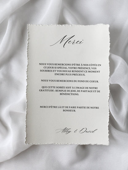 Carte de remerciement avec porte-prénom - NILUFER
