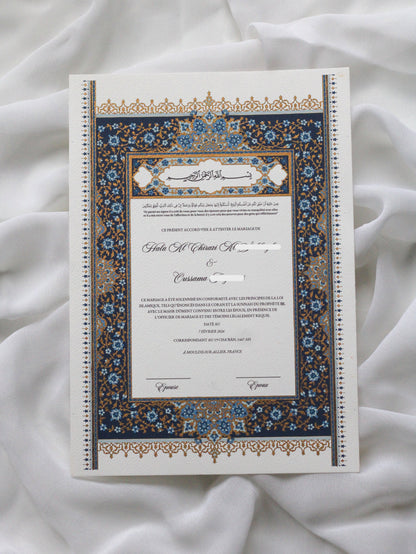 Certificat de Mariage Religieux "HALA"