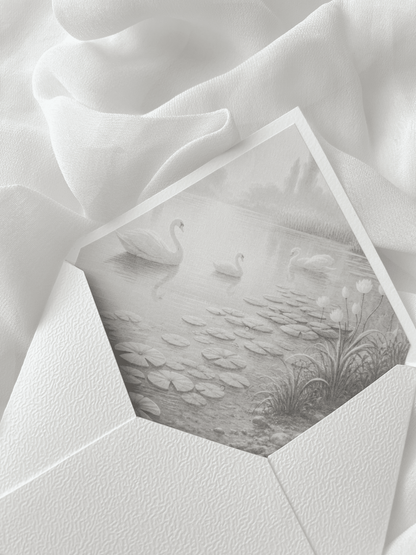 Enveloppe de mariage personnalisée Collection ESSENTIELLE, format standard, disponible avec ou sans liner intérieur personnalisé.